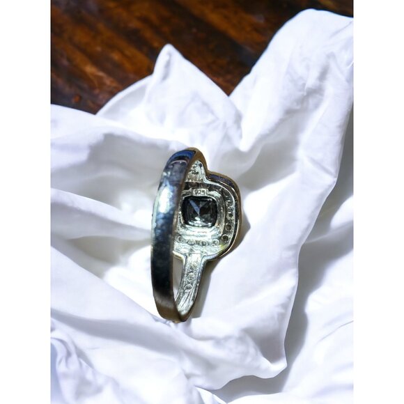 Classic Ring Square Cut Black Obsidian Colored CZ Sterling Silver Size 7 - Picture 16 of 16